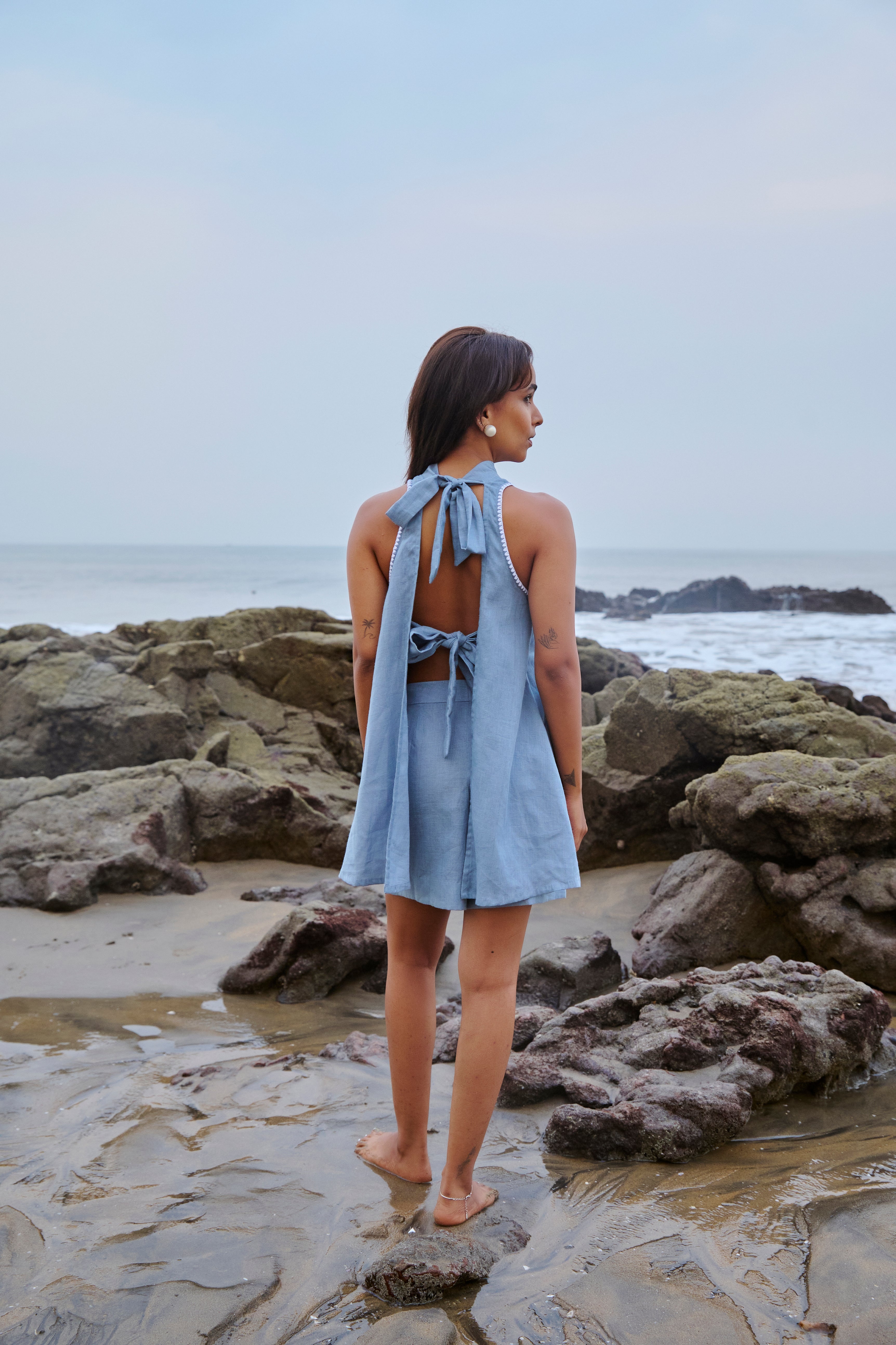 Ava Backless Top - Blue