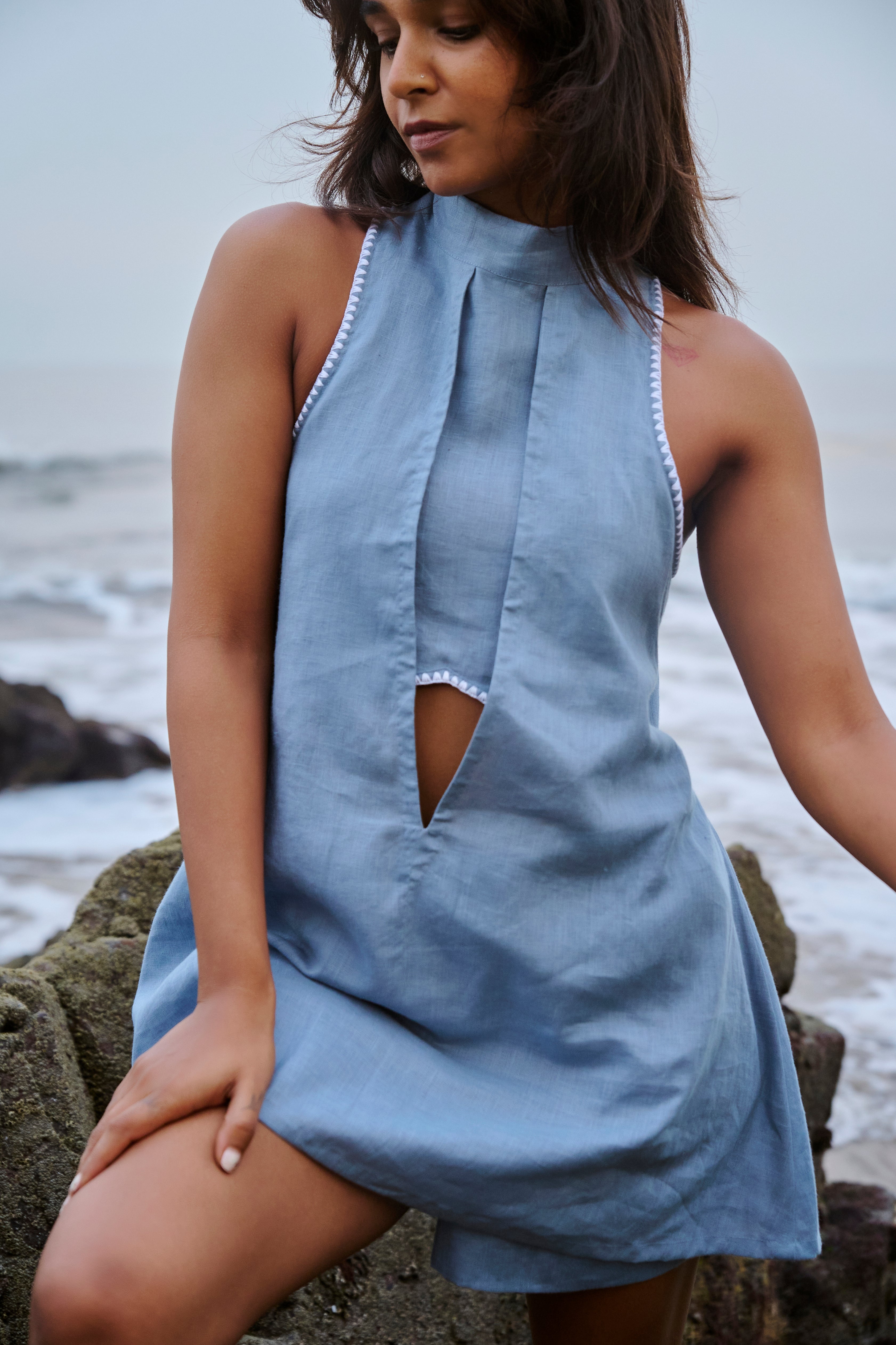 Ava Backless Top - Blue