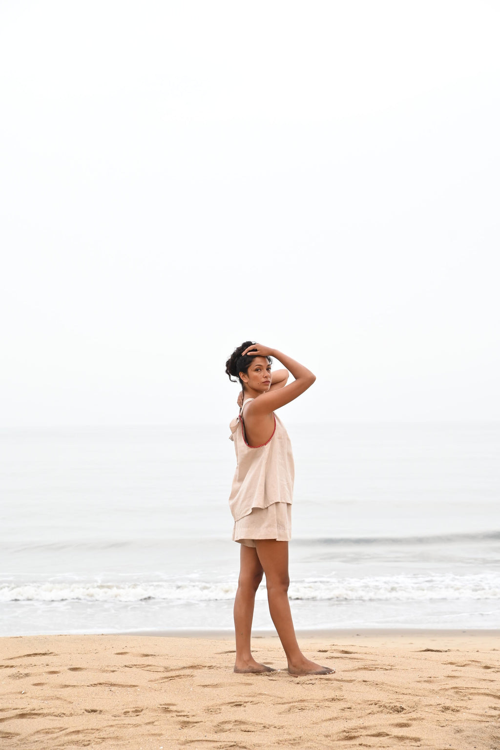 Odessa Elasticated Shorts - Beige