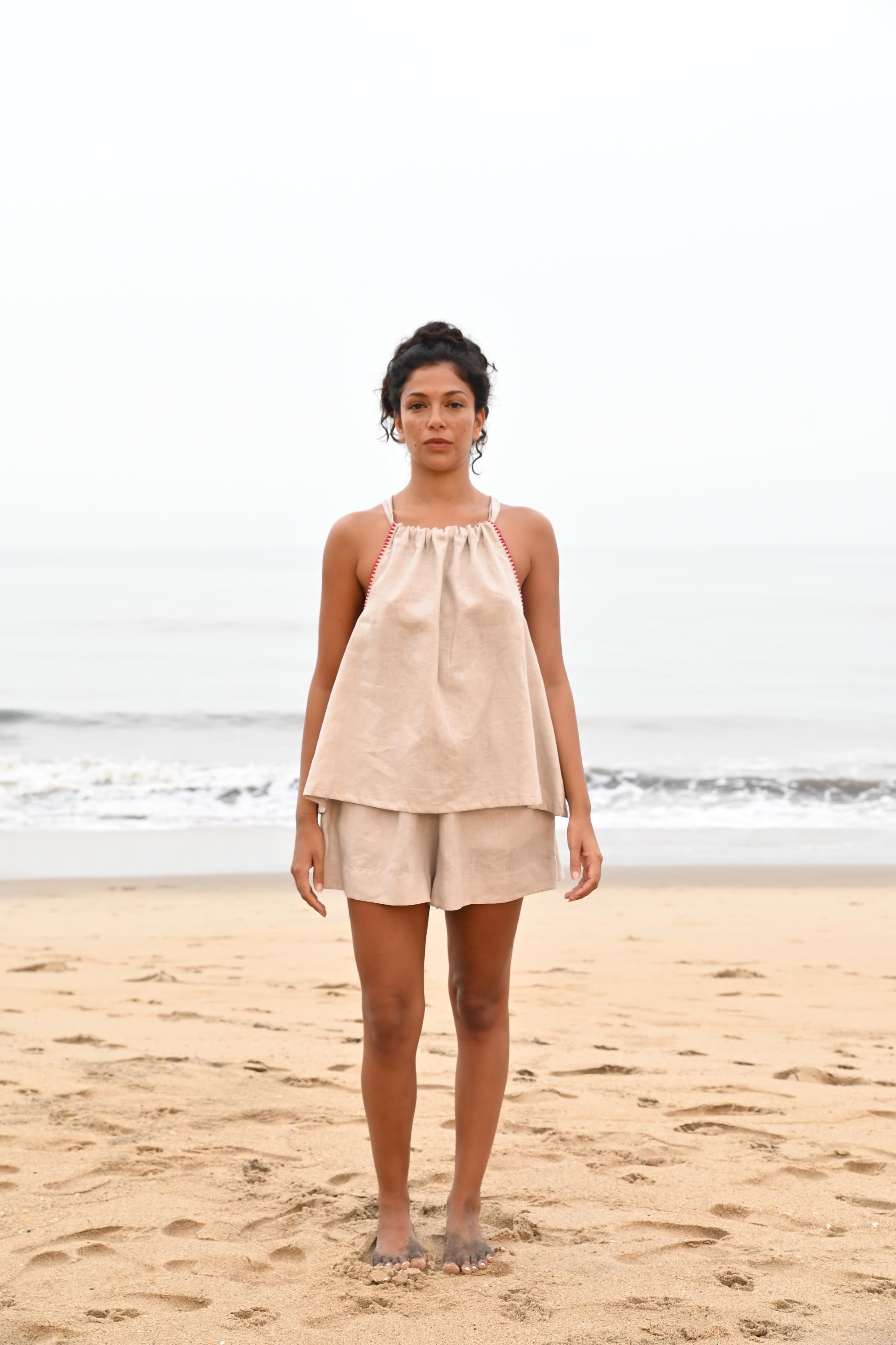 Odessa Elasticated Shorts - Beige