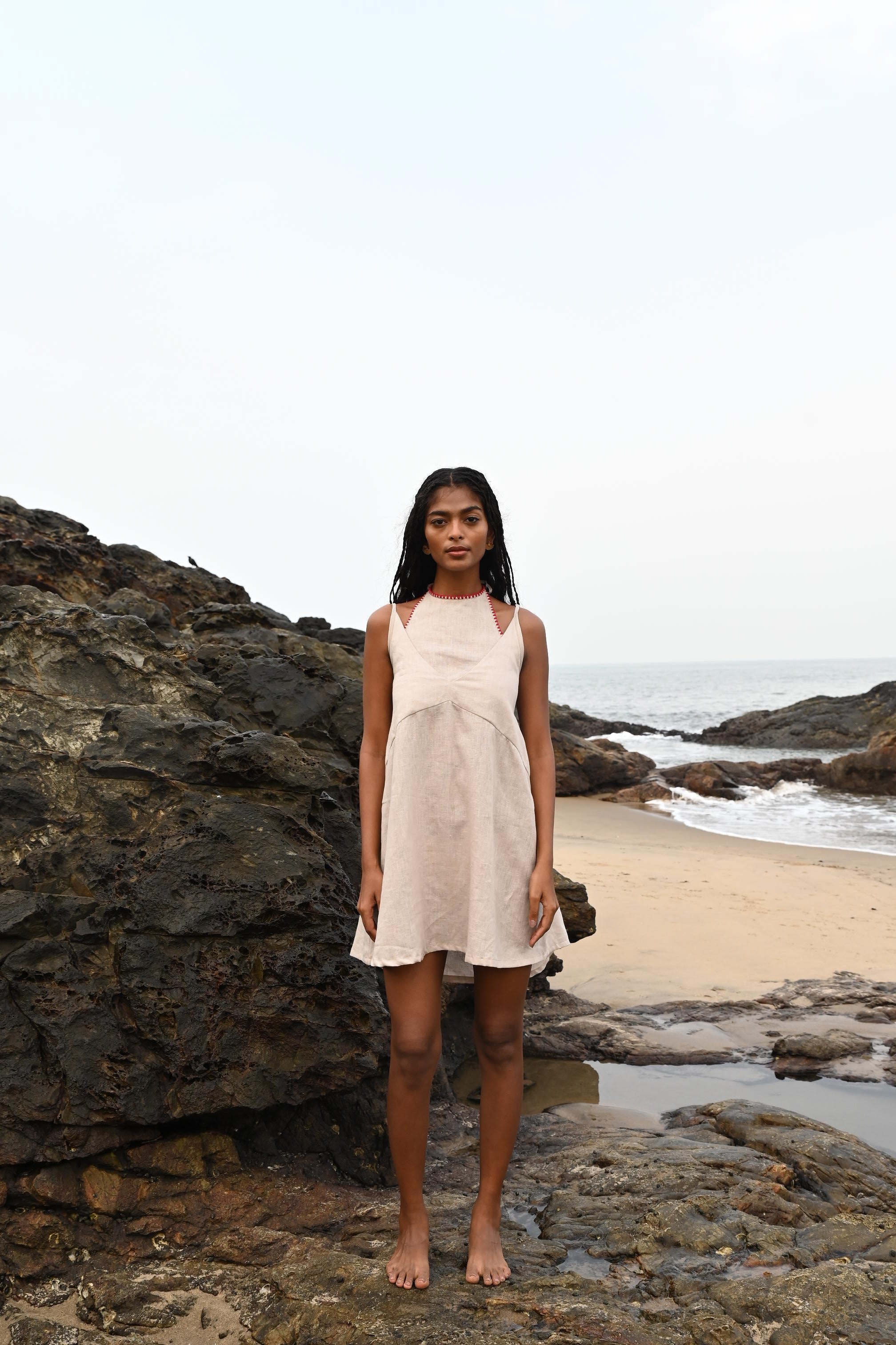 Zoe Tie-up Dress - Beige