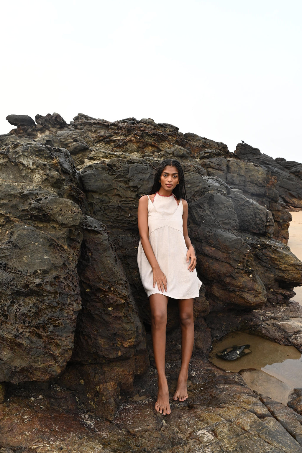 Zoe Tie-up Dress - Beige