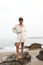 Willow Darted Shorts - Beige