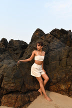 Willow Darted Shorts - Beige