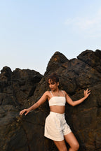 Willow Darted Shorts - Beige