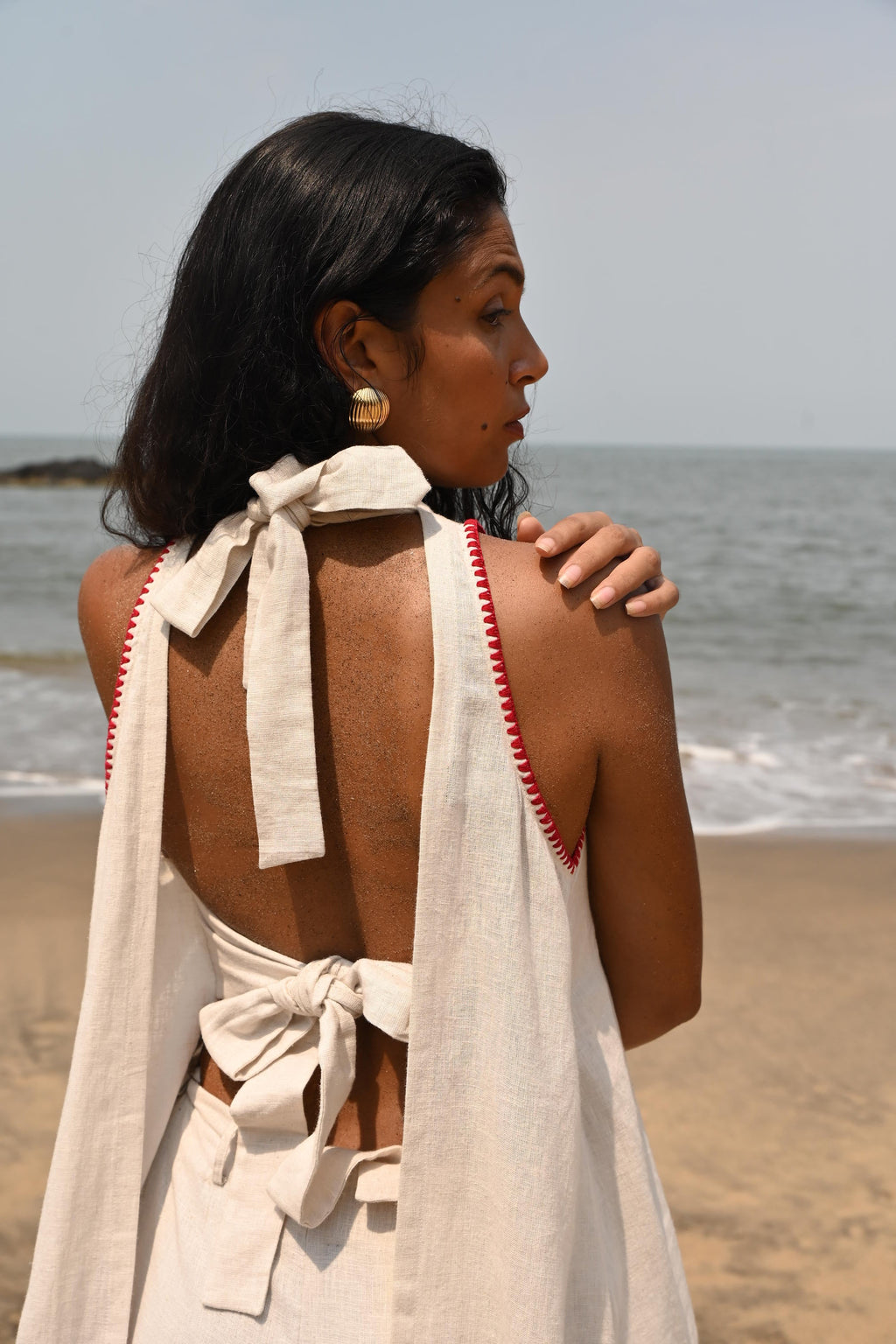 Ava Backless Top- Beige