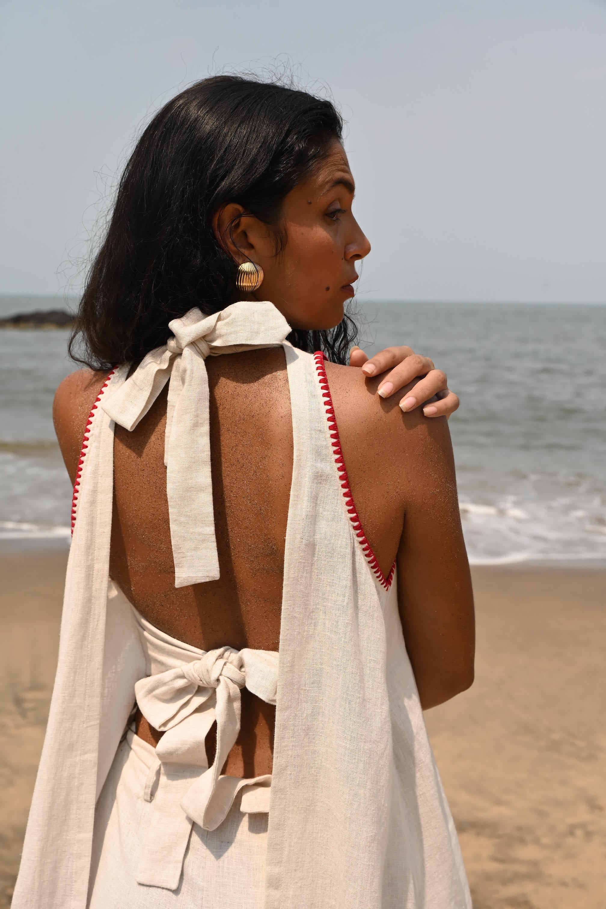 Ava Backless Top- Beige