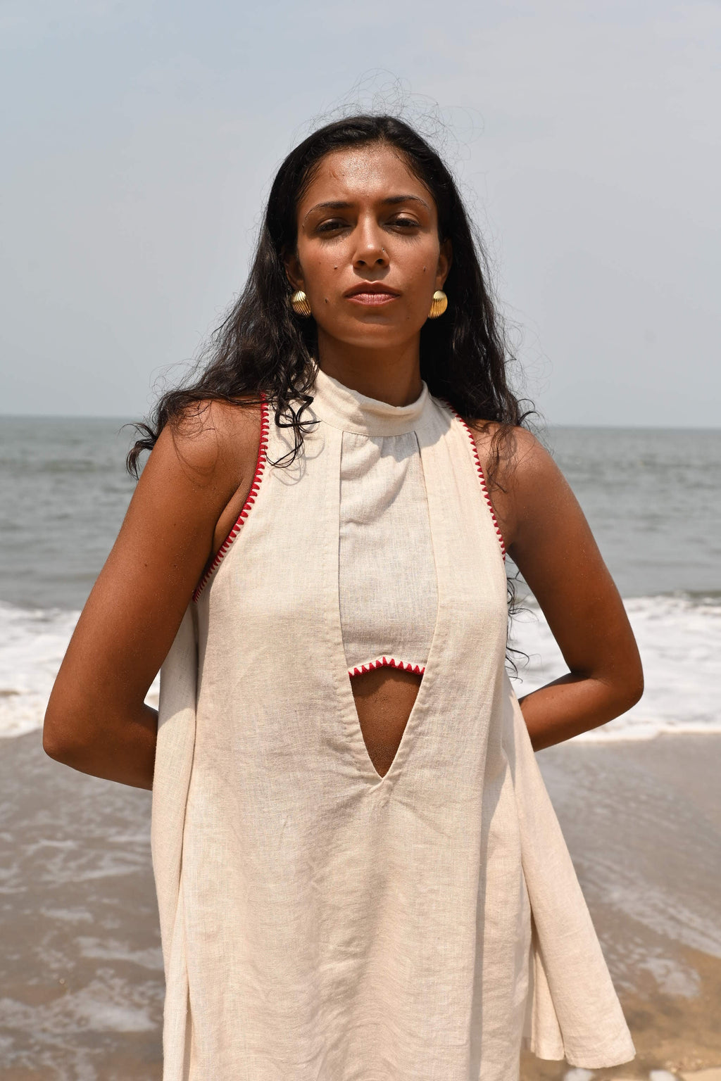 Ava Backless Top- Beige