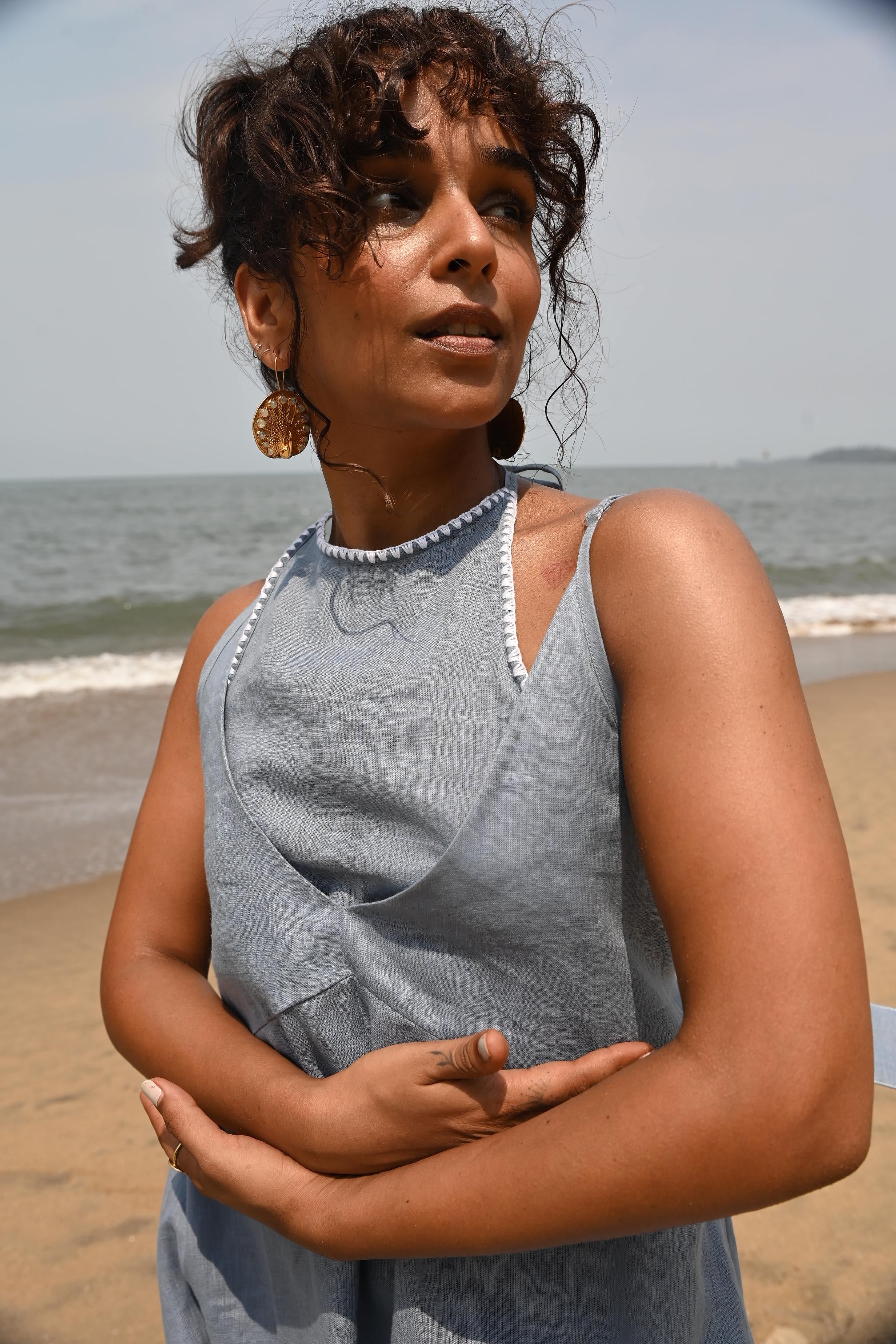 Zoe Tie-up Dress - Blue