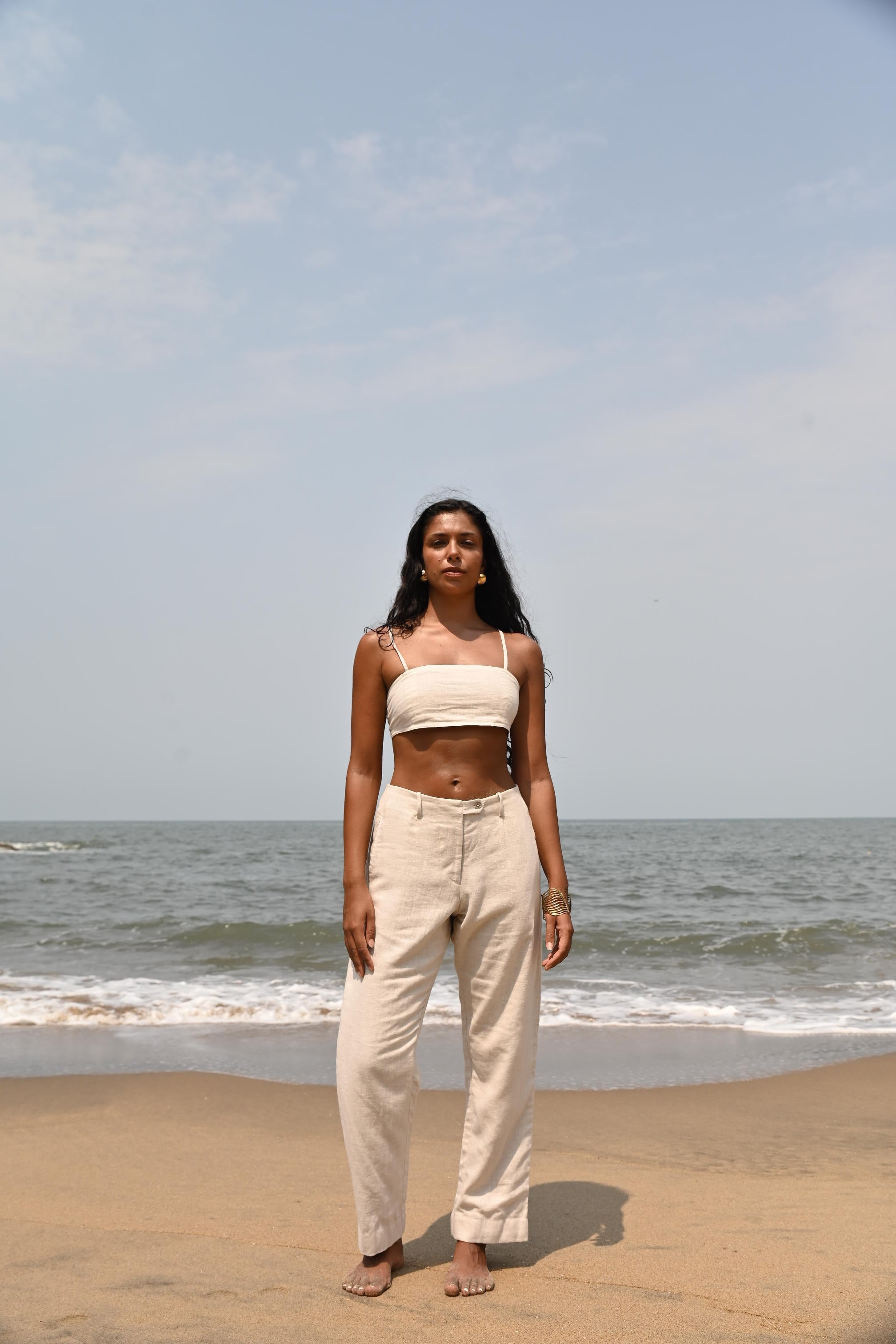 Leah Darted Pants - Beige