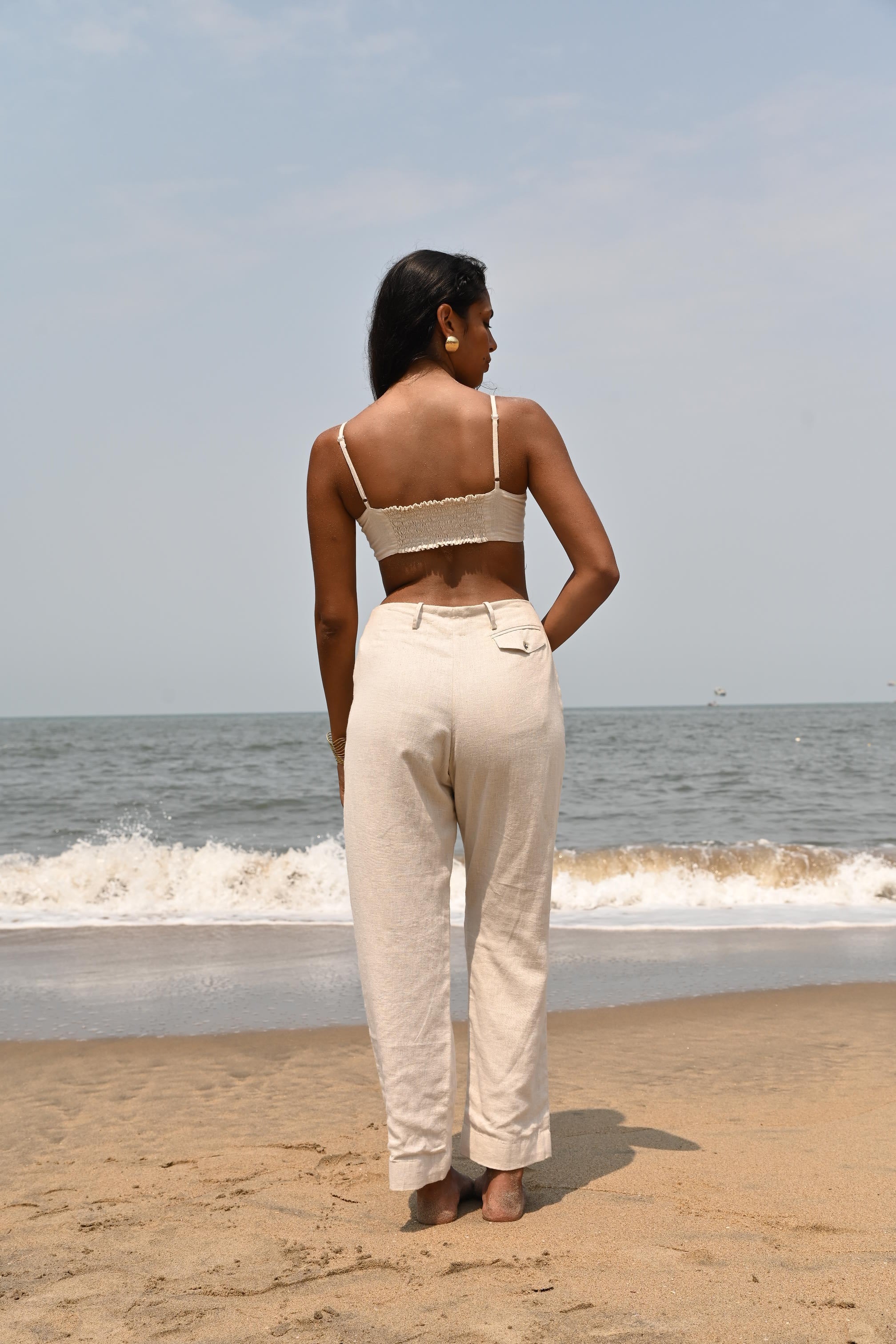 Leah Darted Pants - Beige