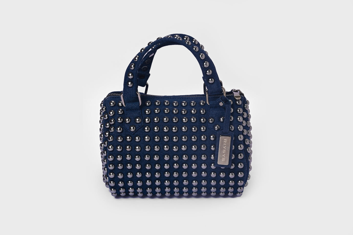 Cobalt Studded Barrel Bag