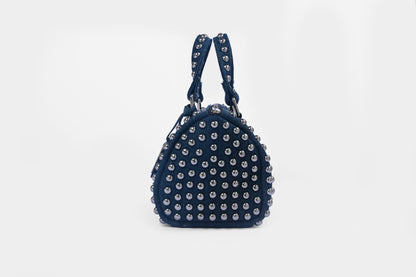 Cobalt Studded Barrel Bag