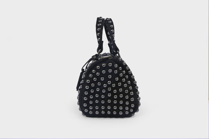 Charcoal Studded Barrel Bag