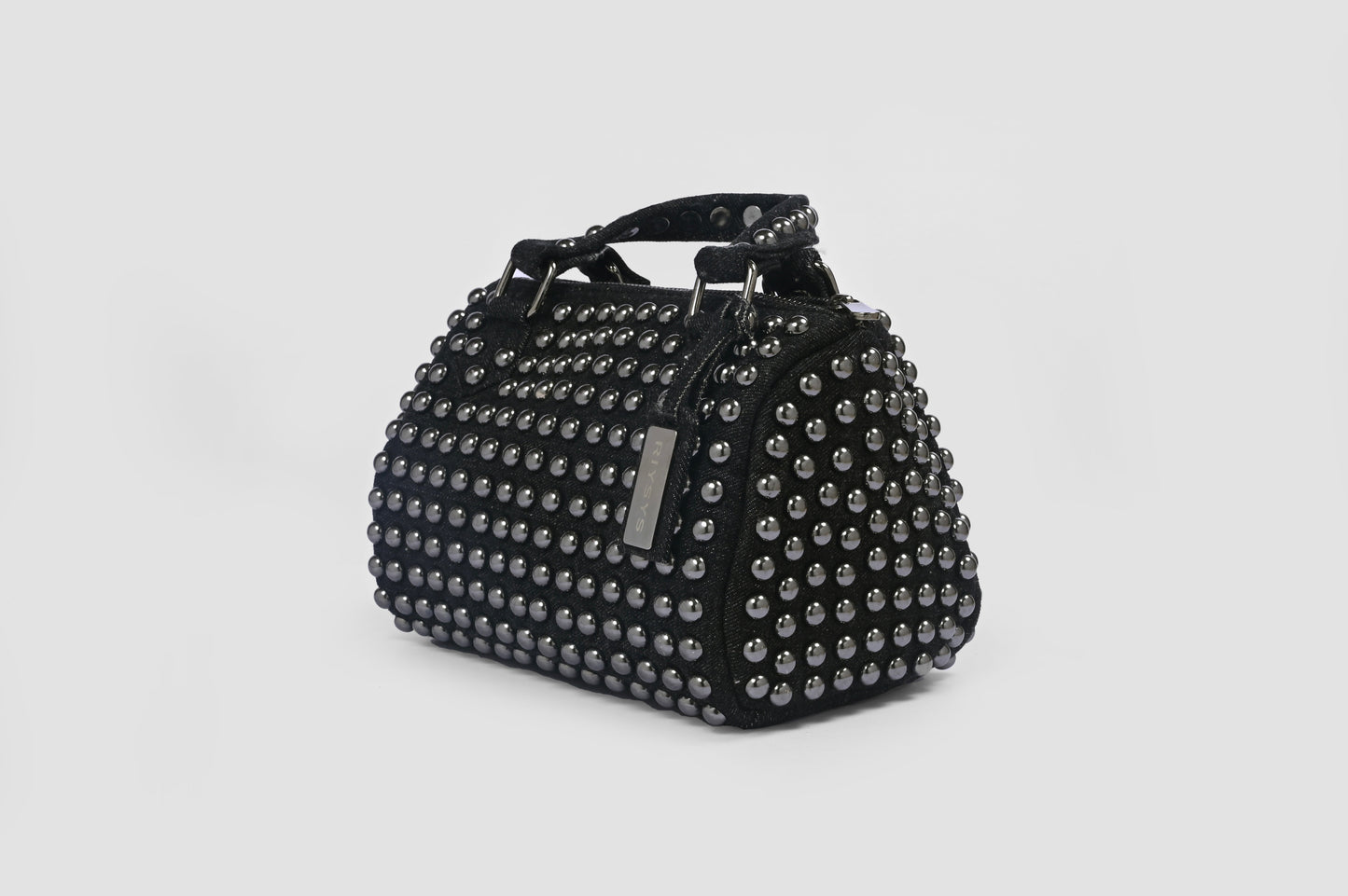 Charcoal Studded Barrel Bag