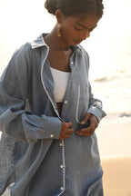 Irena Embroidered Shirt - Blue