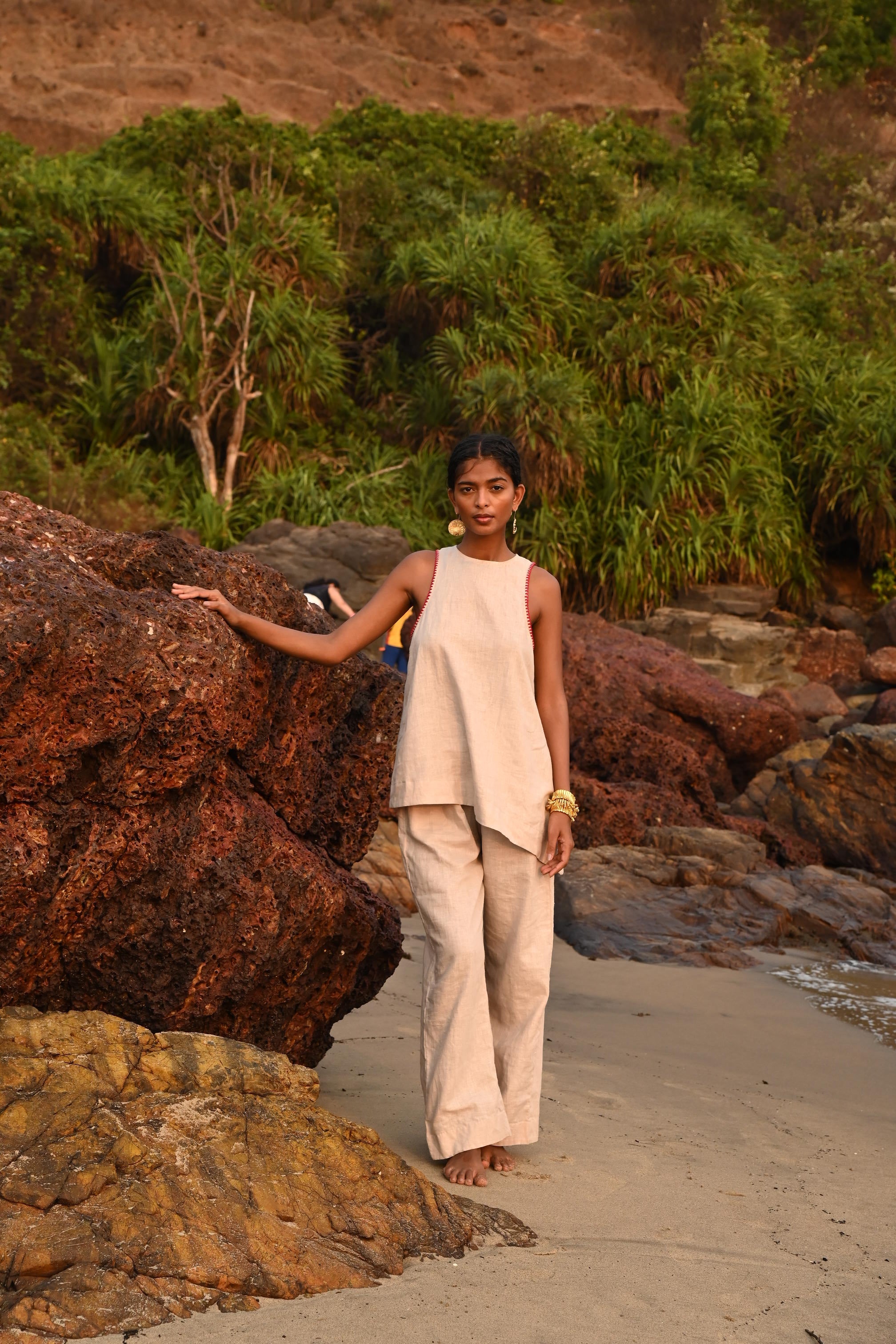 Eri Elasticated Pants - Beige