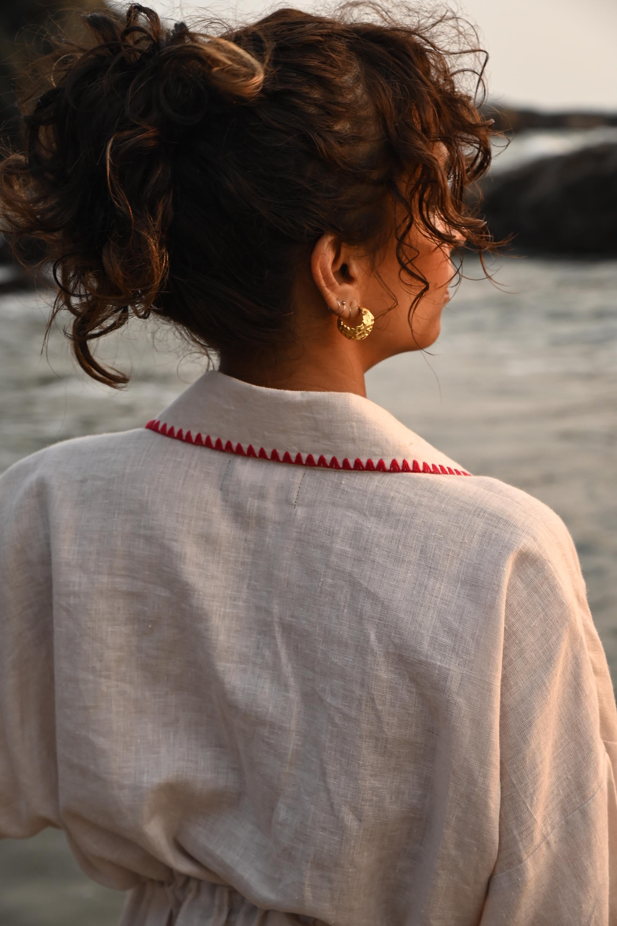 Jade String Shirt - Beige