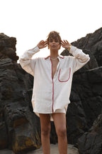 Irena Embroidered Shirt - Beige