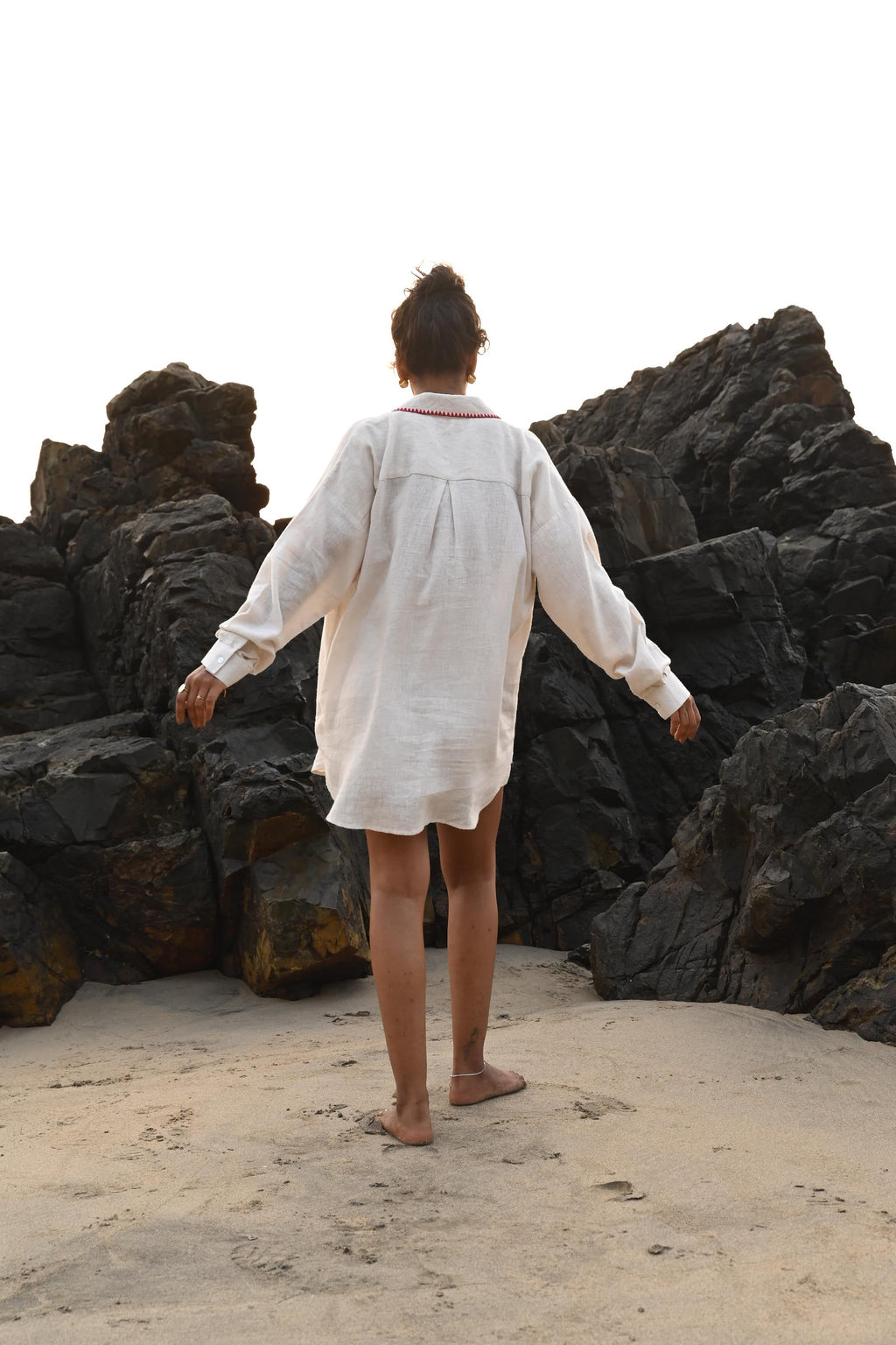 Irena Embroidered Shirt - Beige