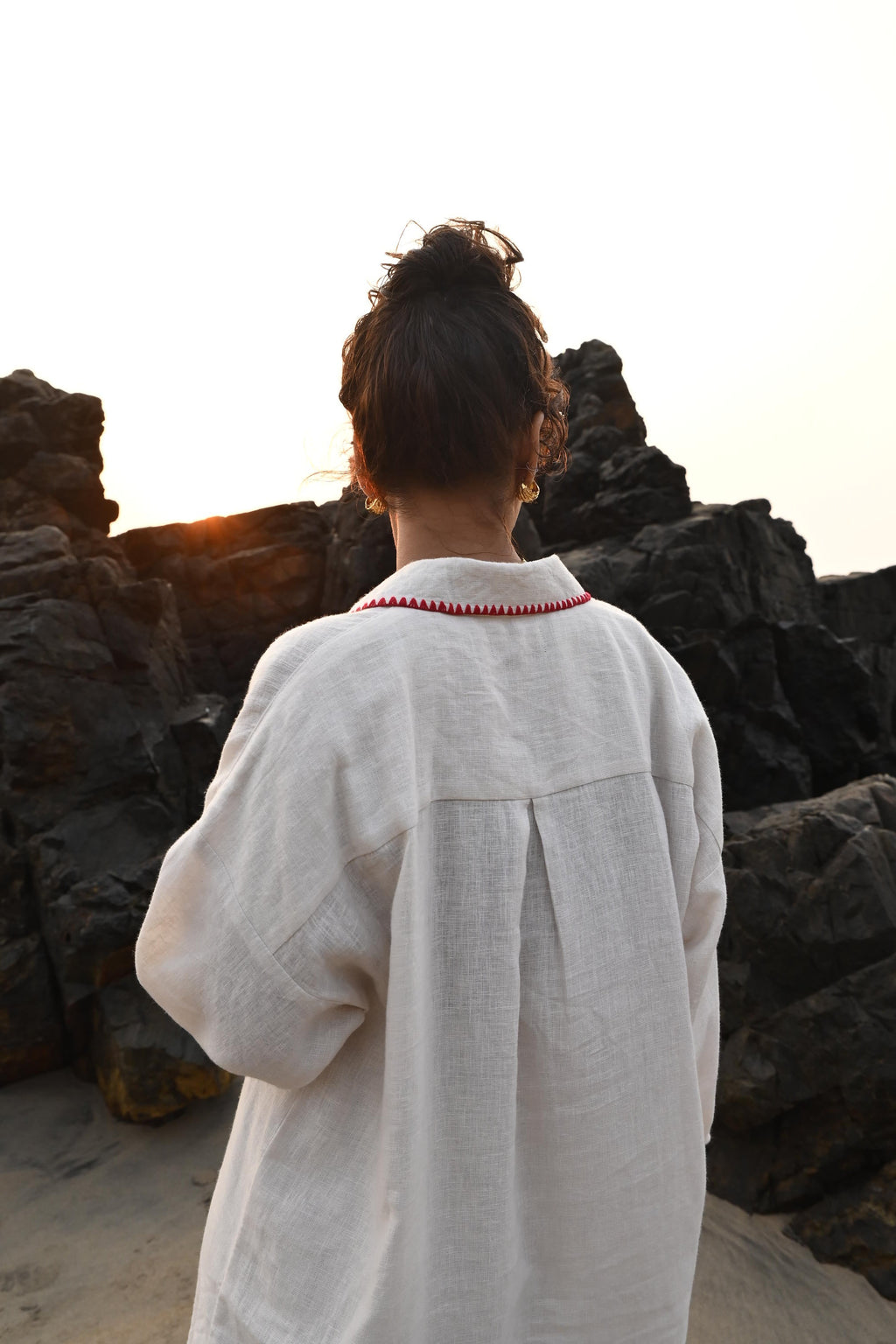 Irena Embroidered Shirt - Beige