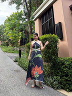 Aaleyah Dress in Sorrento Bloom Print (Endless Blue)