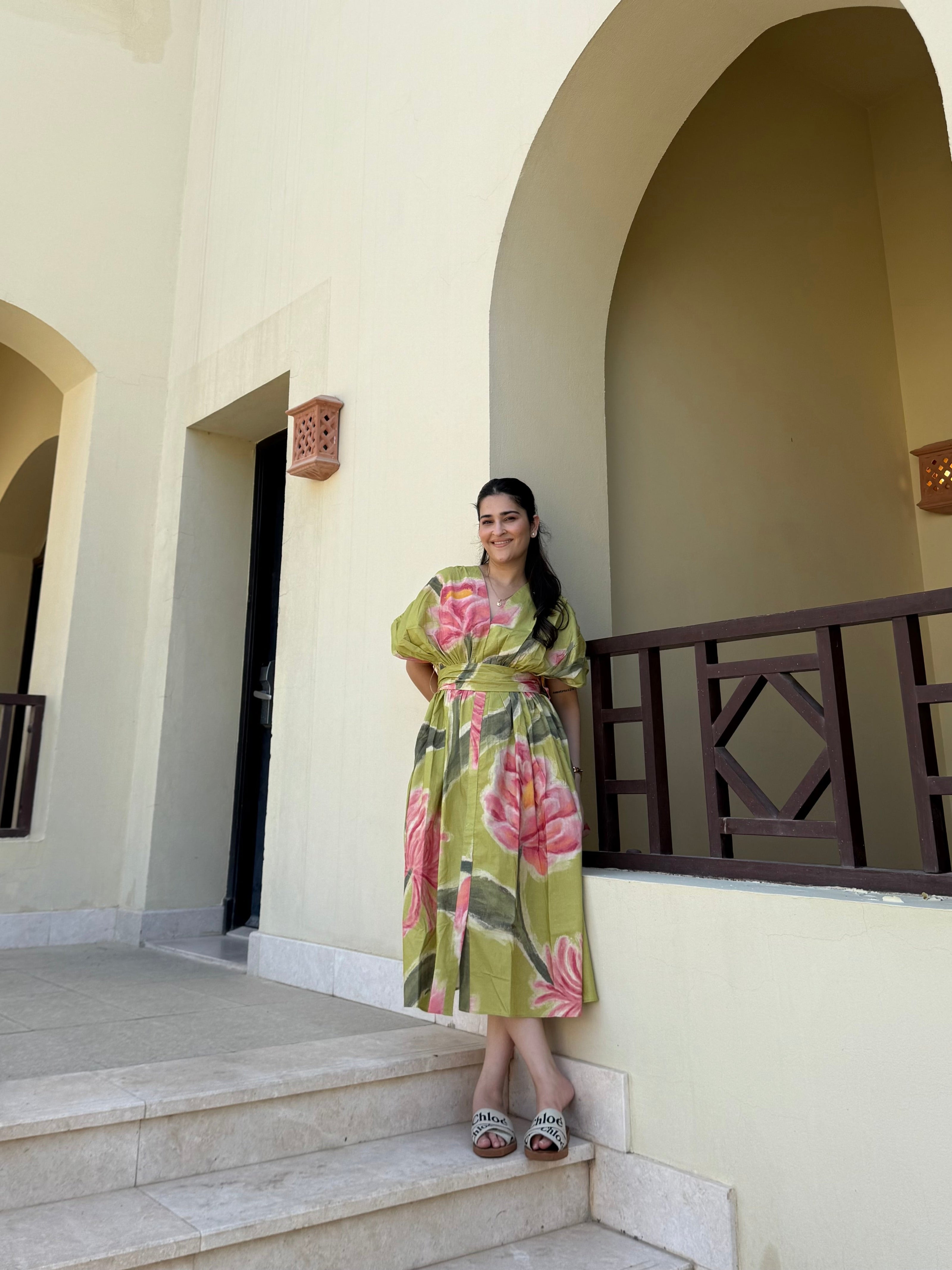 Juno Dress in Tuscan Olive Print