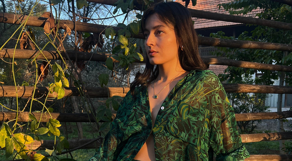 Emerald Jungle Georgette Sheer Shirt