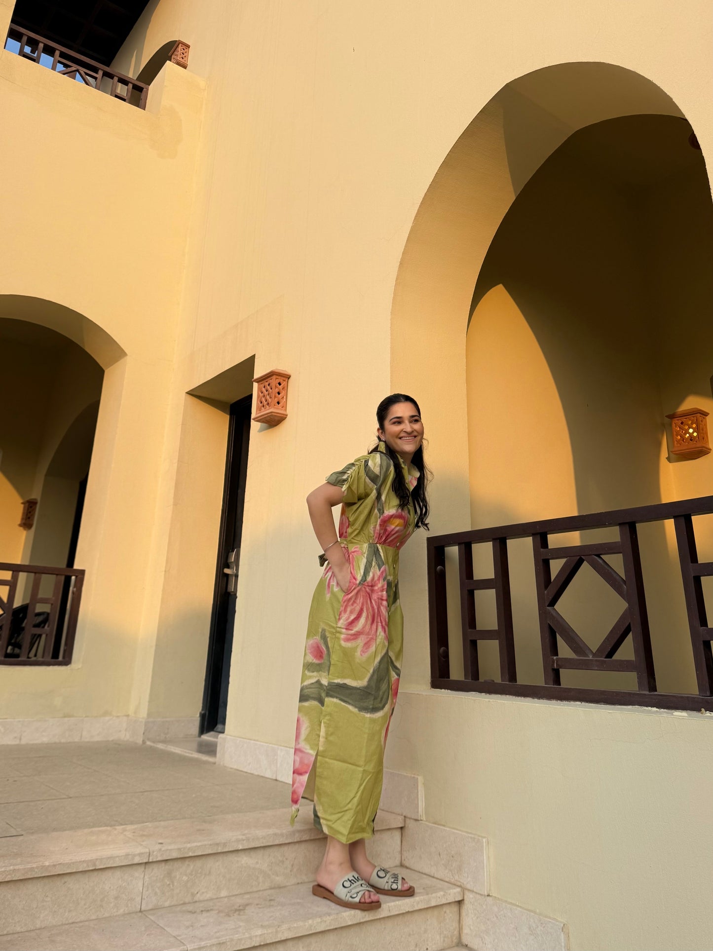 Alessia Dress in Tuscan Olive Print