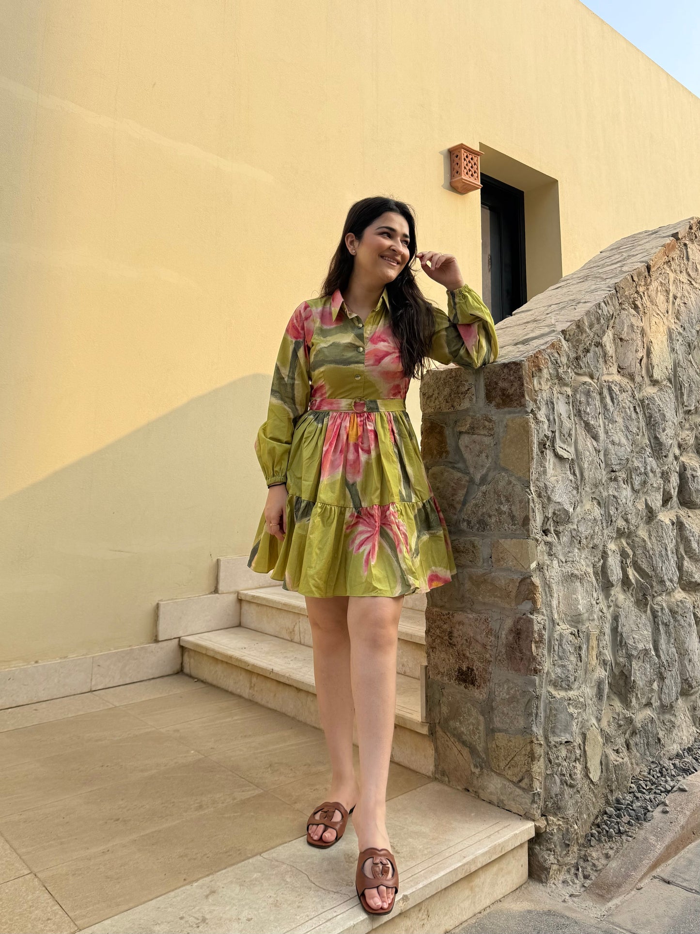 Rosabella Dress in Tuscan Olive Print