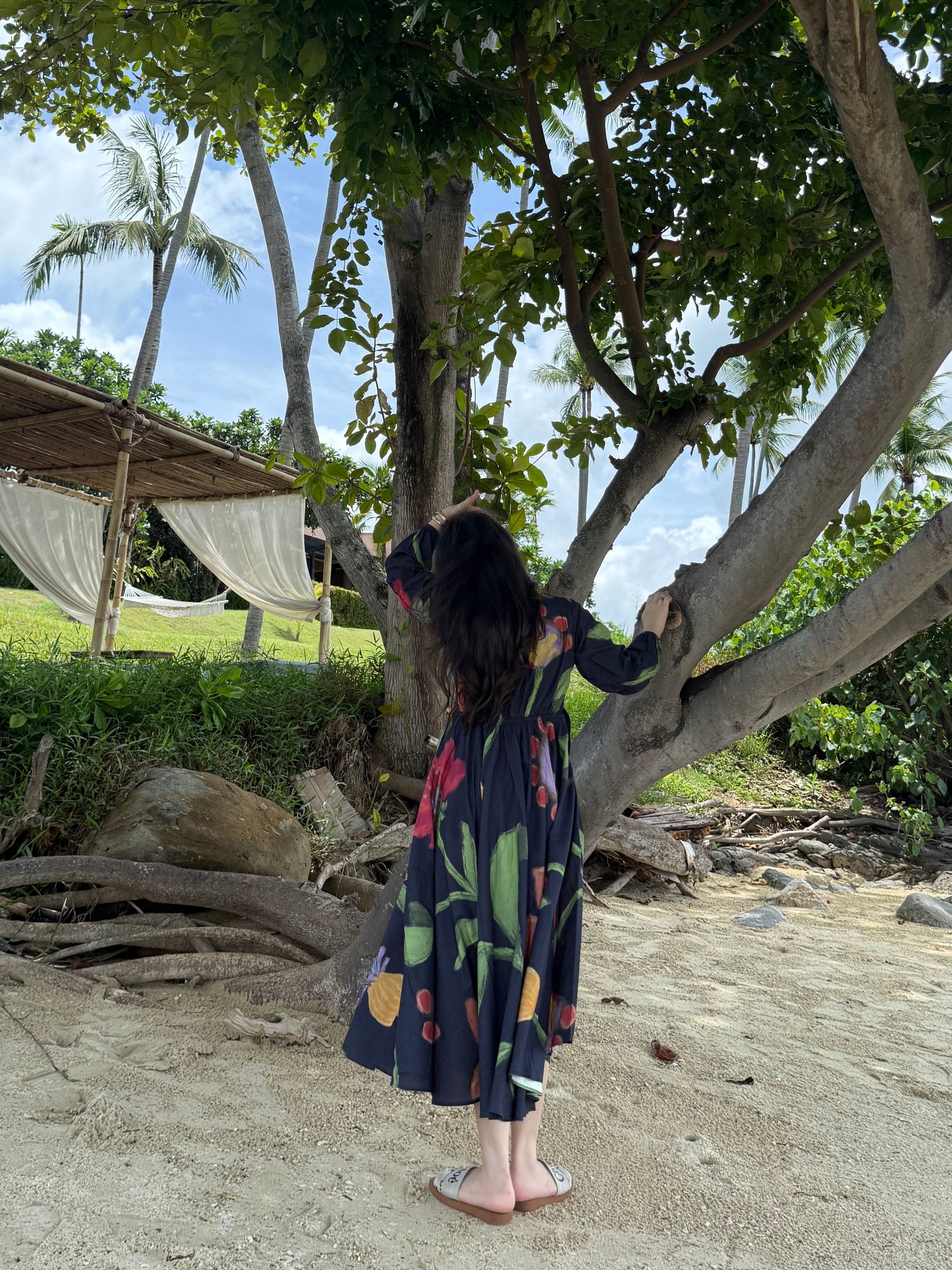 Selene Dress in Sorrento Bloom Print (Endless Blue)