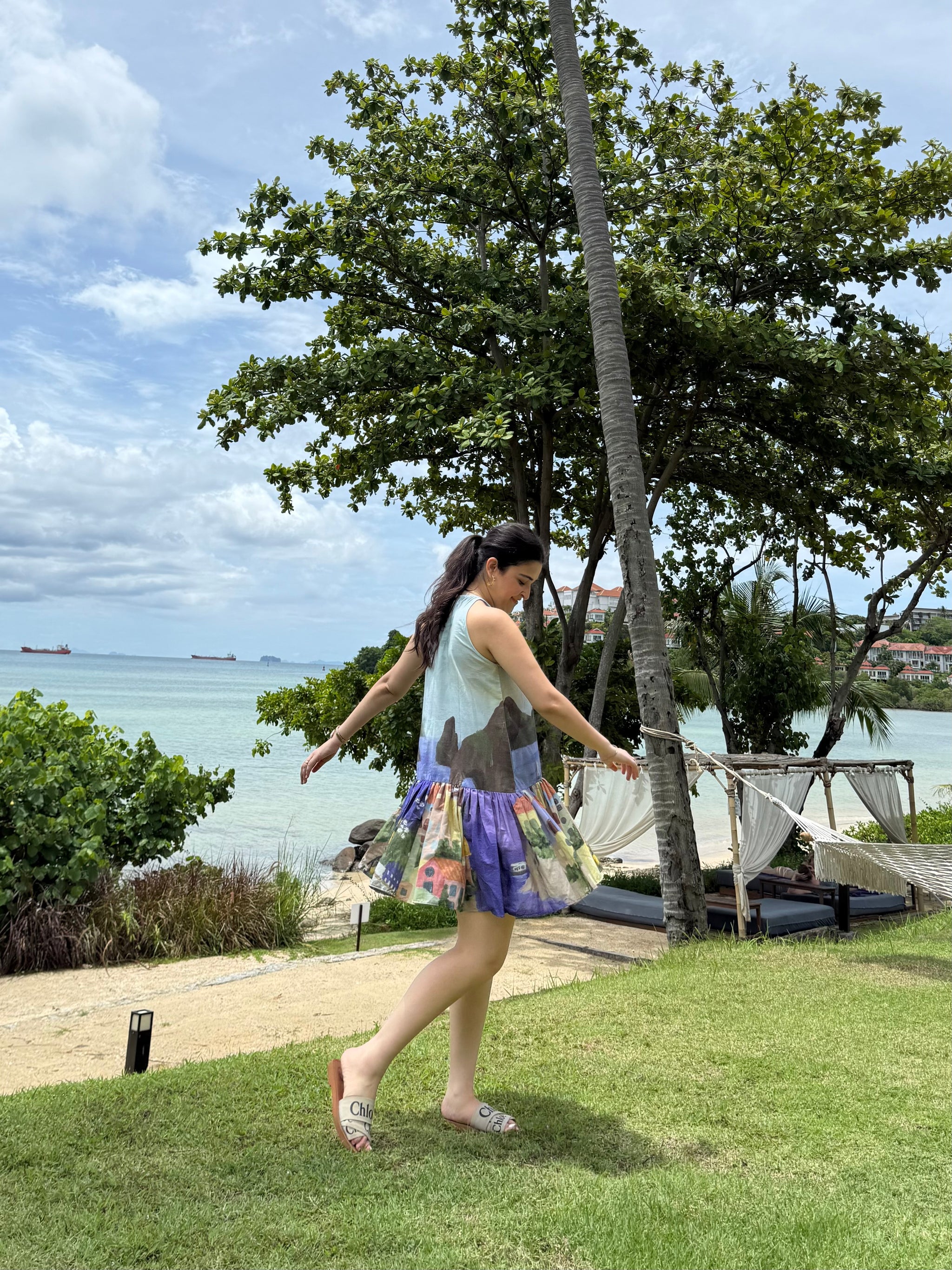 Positano Dress in Coastal Serenade Print