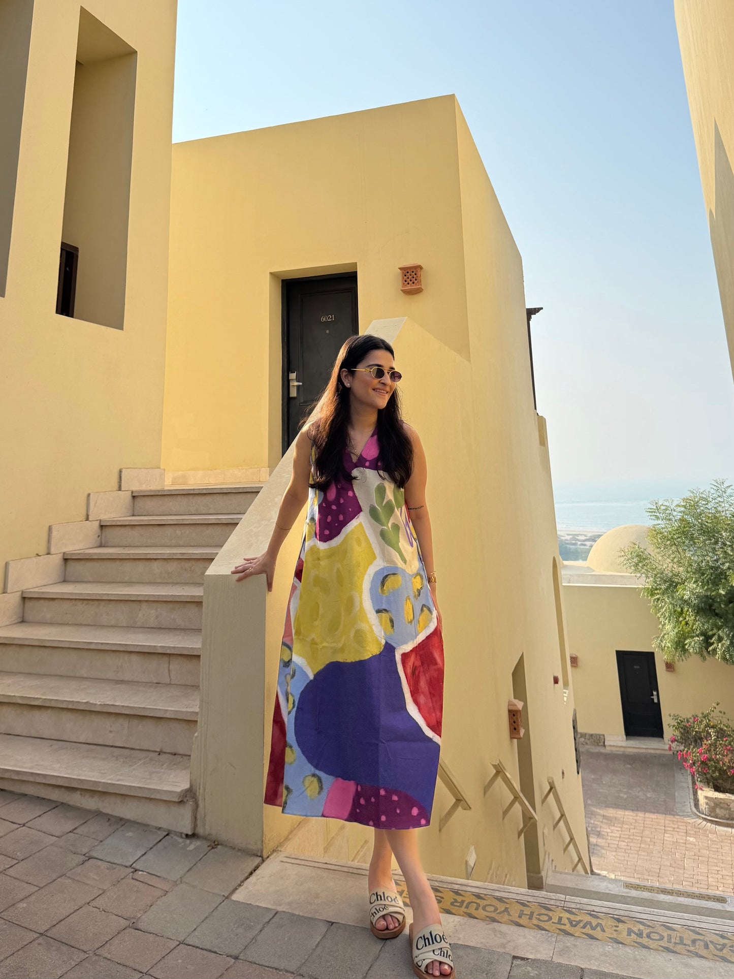 Hibiscus Dress in Florentine Mosaic Print