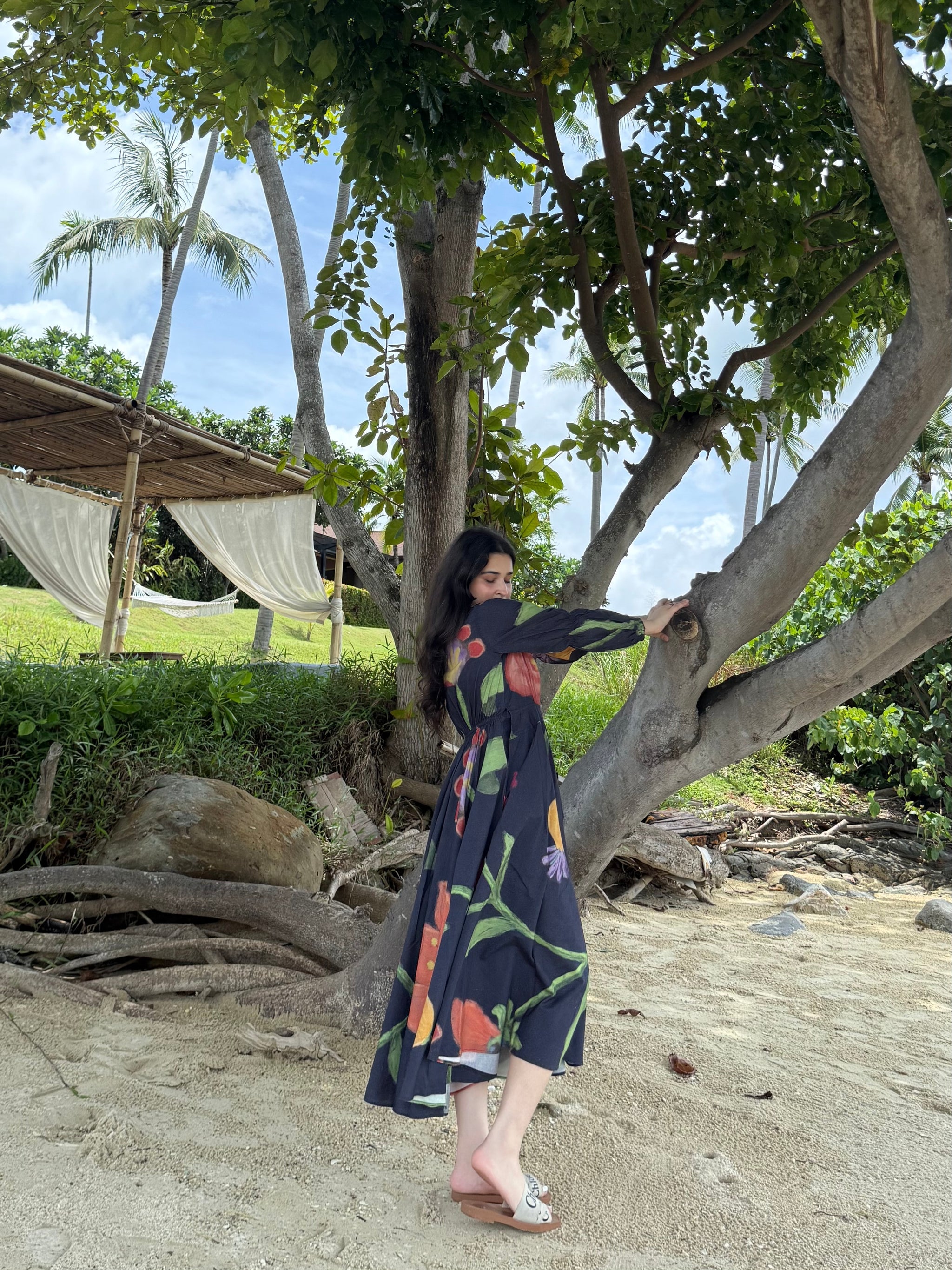 Selene Dress in Sorrento Bloom Print (Endless Blue)