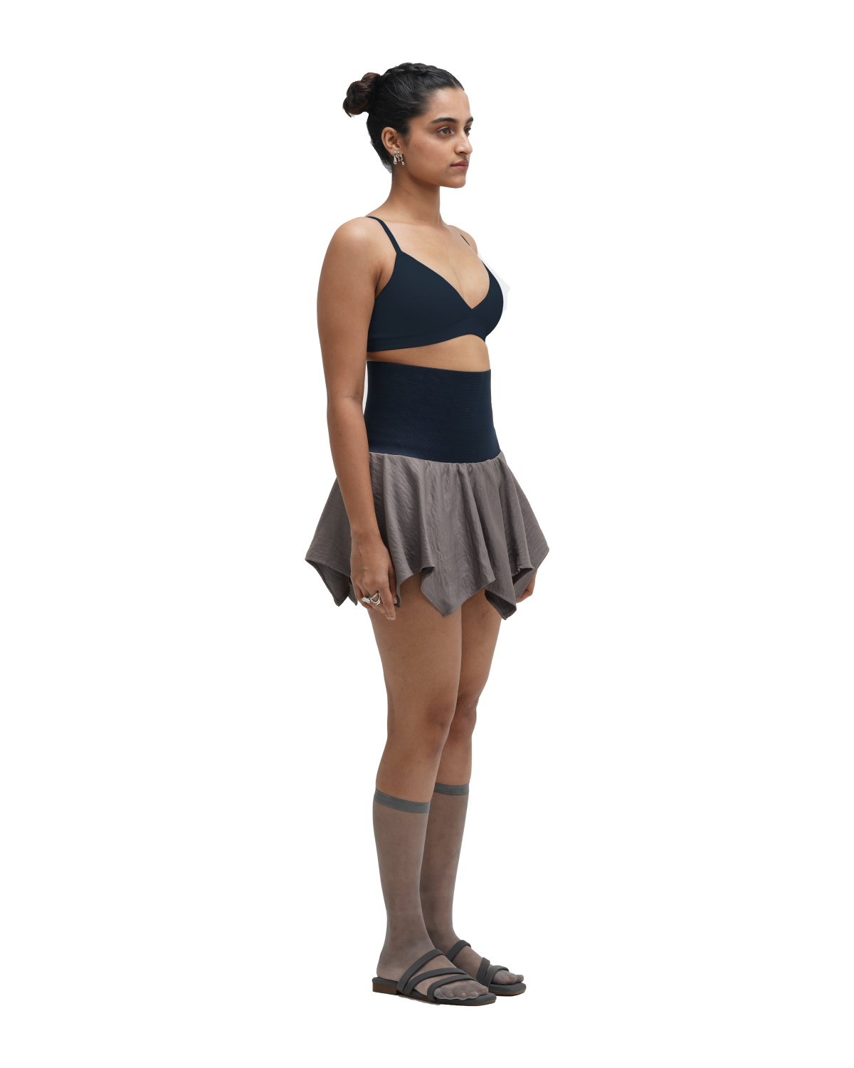 GREY COWL TOP WITH FLAIR SKIRT