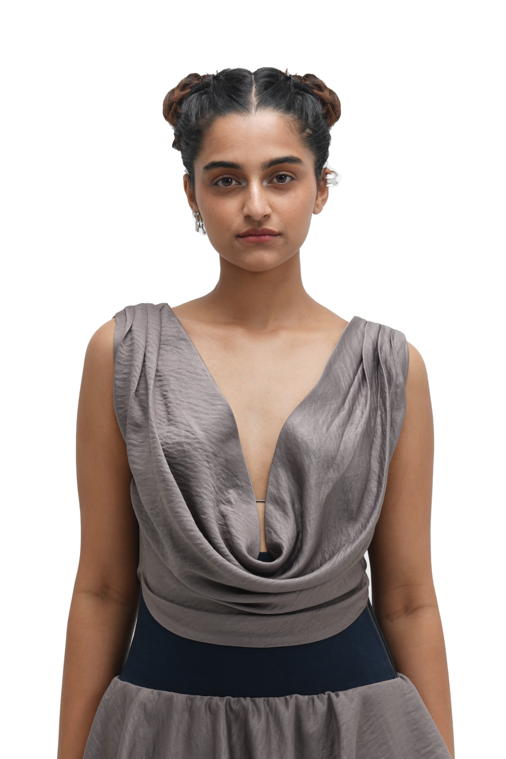 GREY COWL TOP