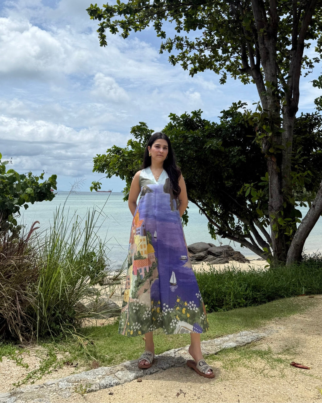 Hibiscus Dress in Coastal Serenade Print