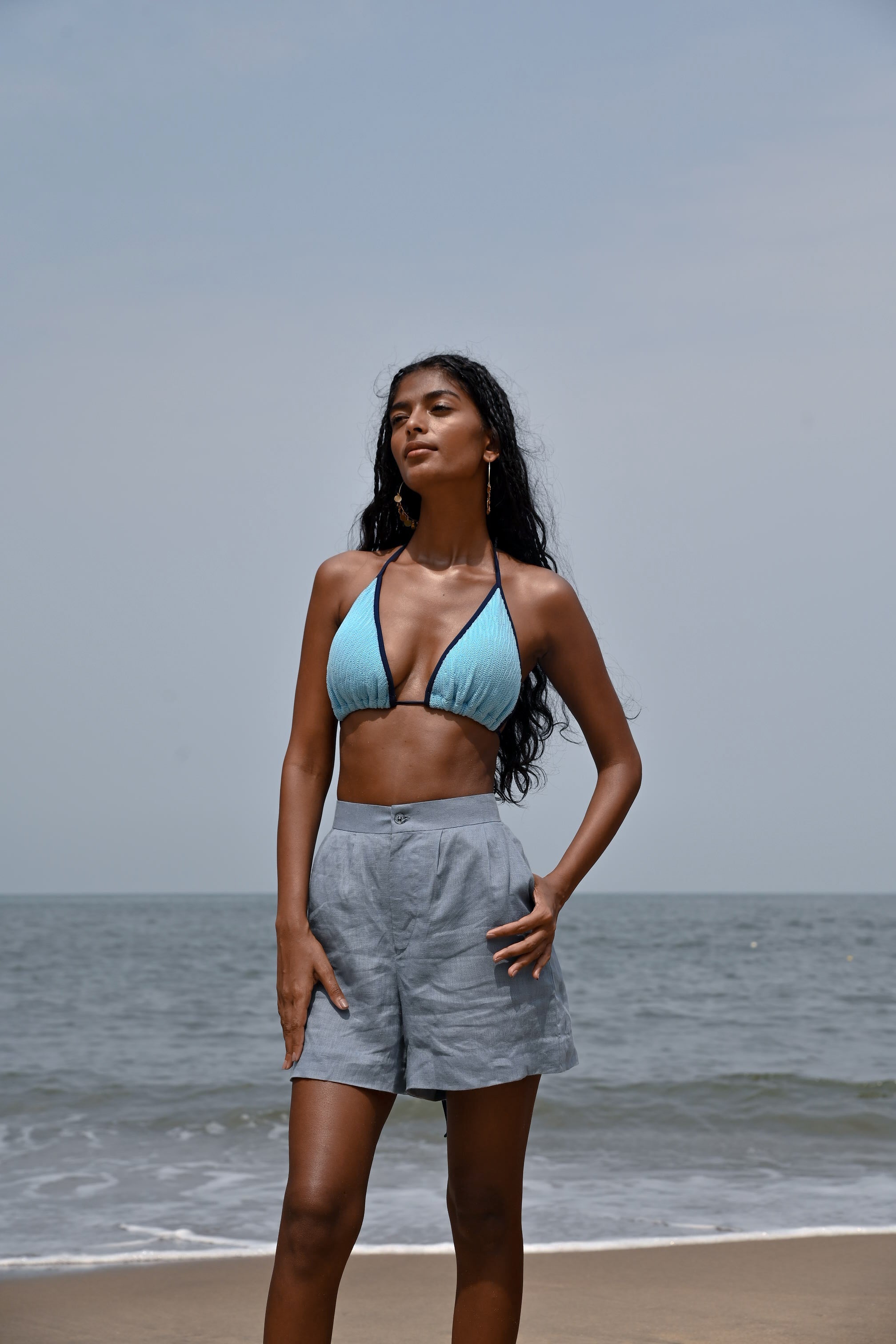 Willow Darted Shorts - Blue