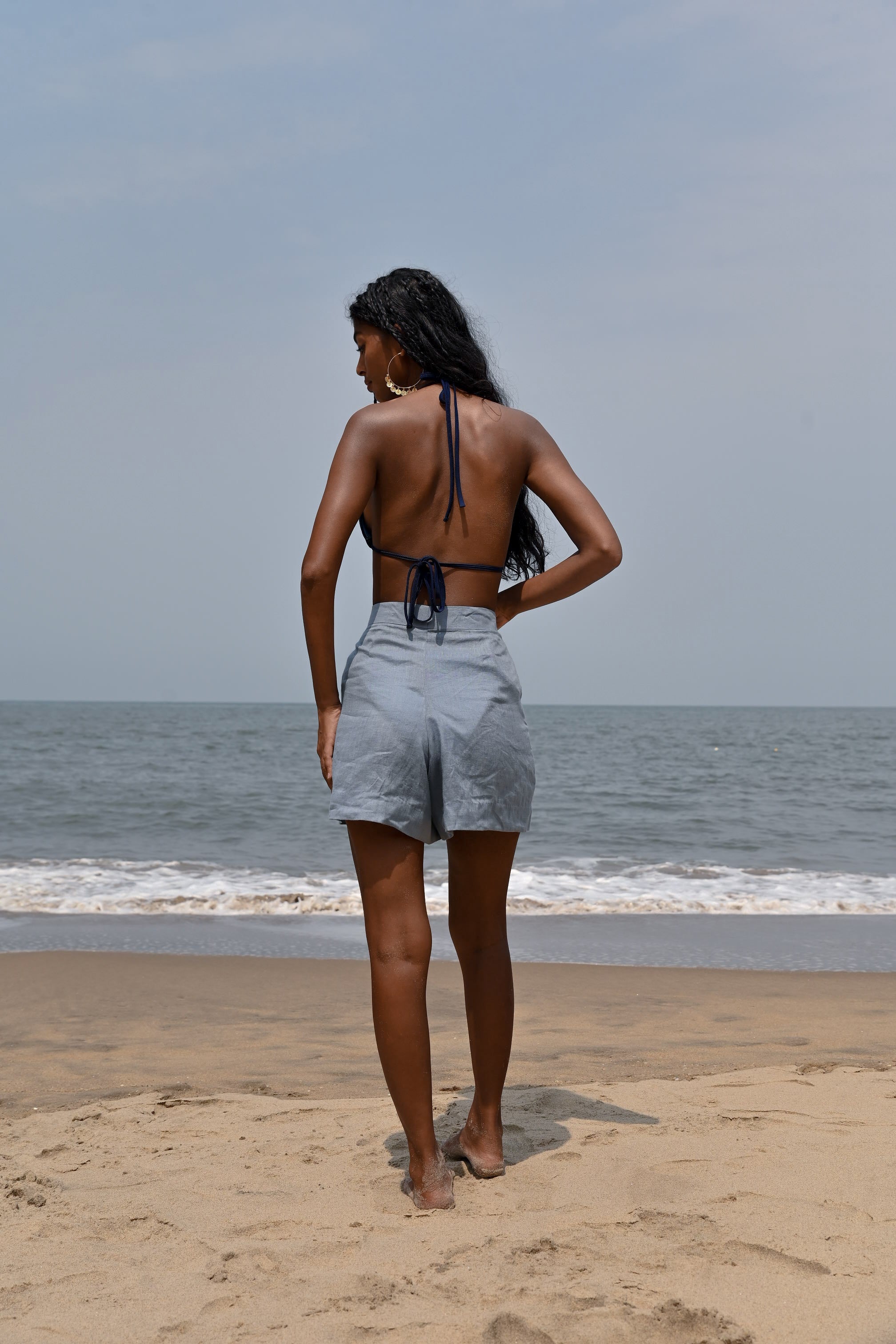 Willow Darted Shorts - Blue