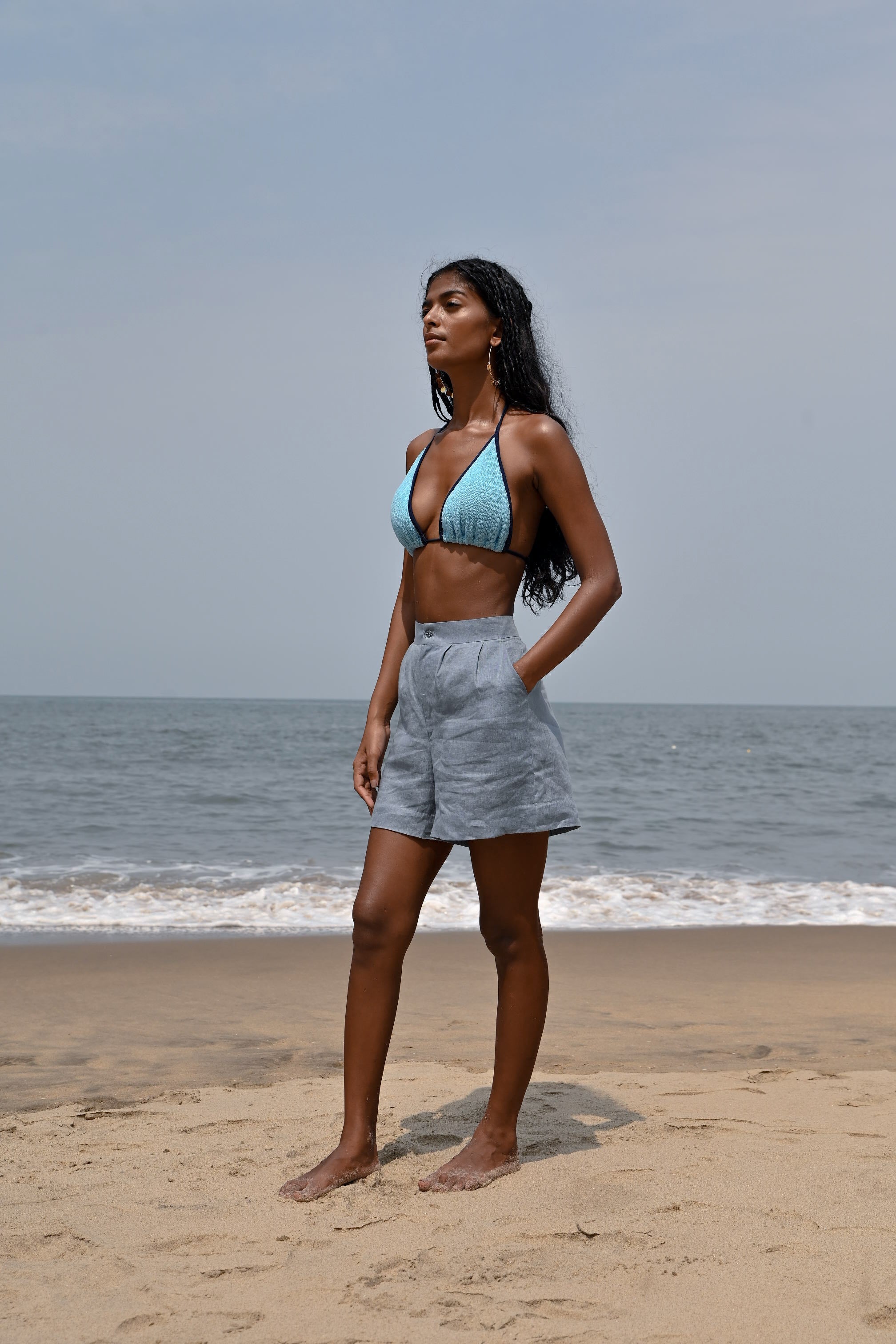 Willow Darted Shorts - Blue