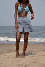 Willow Darted Shorts - Blue