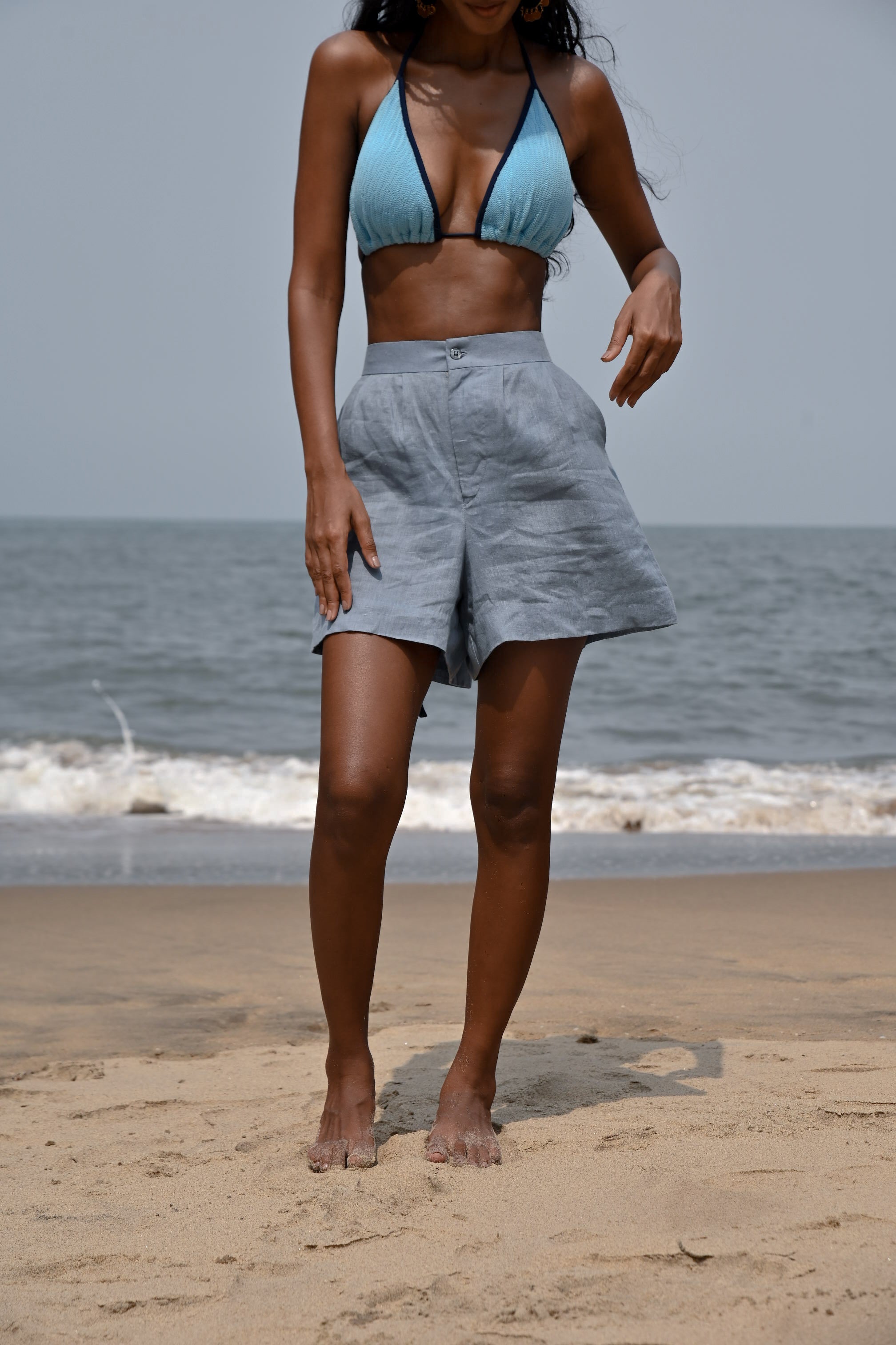 Willow Darted Shorts - Blue