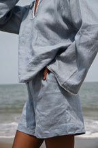 Willow Darted Shorts - Blue