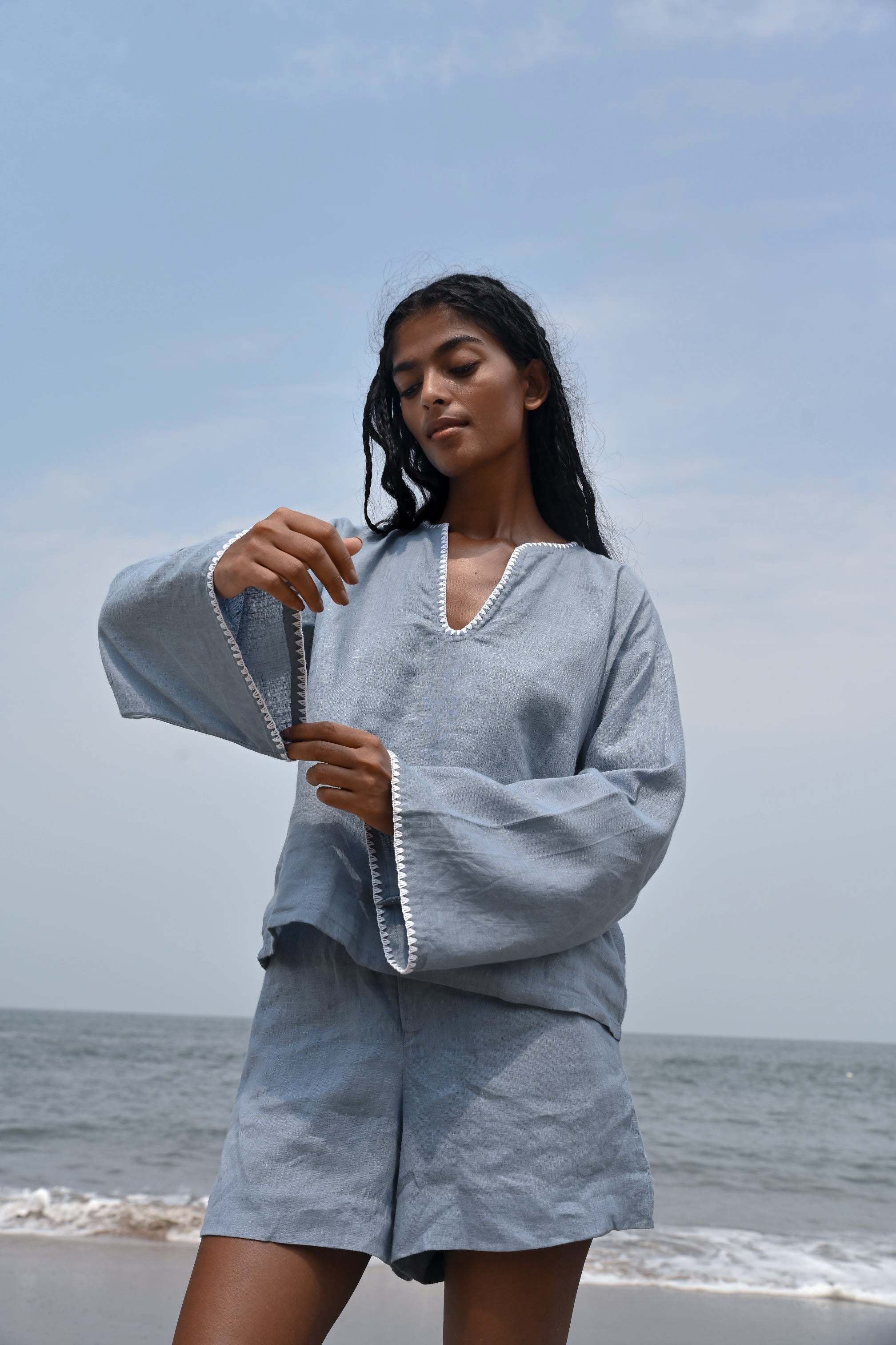 Arlo Long Sleeves Top - Blue