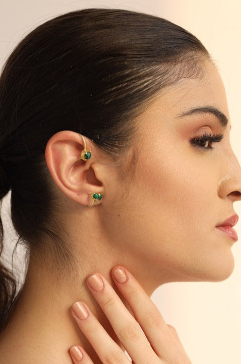 Ear cuffs with Malachite stone