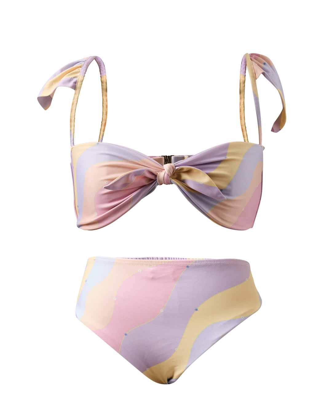 Jasmine Wave Winged Bikini Top With Mid-Rise Bottoms