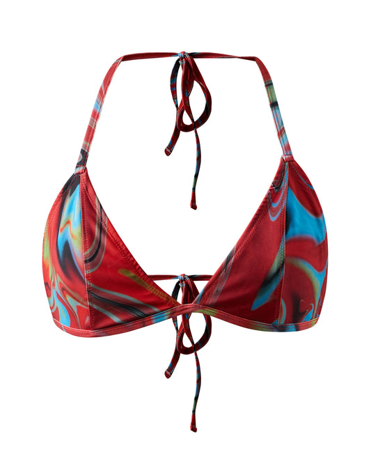 Cayenne Wave Triangle Bikini Top with Wrap Around String