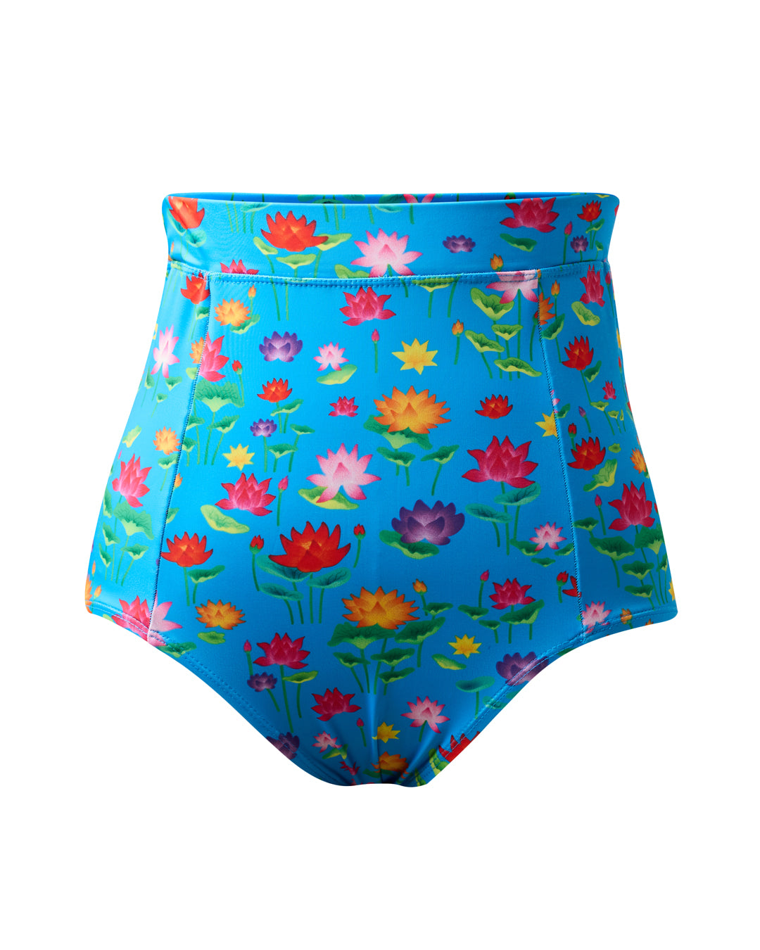 High Waist and High Coverage Bikini Bottom - Lotus Pond