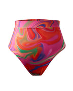 High Waist and High Coverage Bikini Bottom - Candy Wave