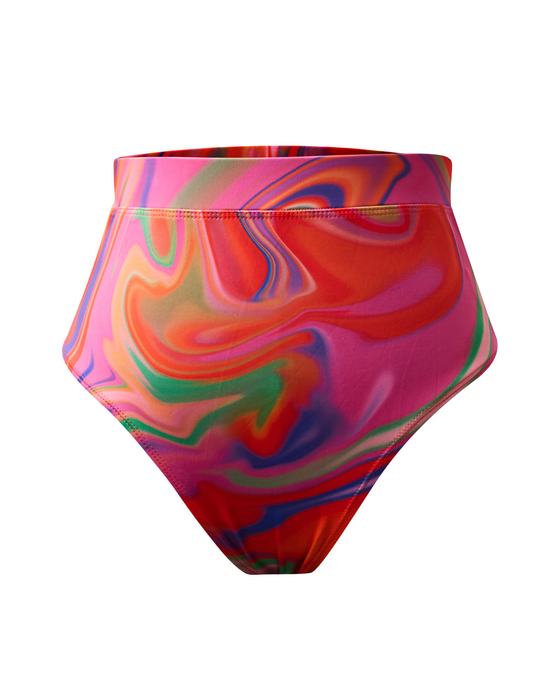 High Waist and High Coverage Bikini Bottom - Candy Wave